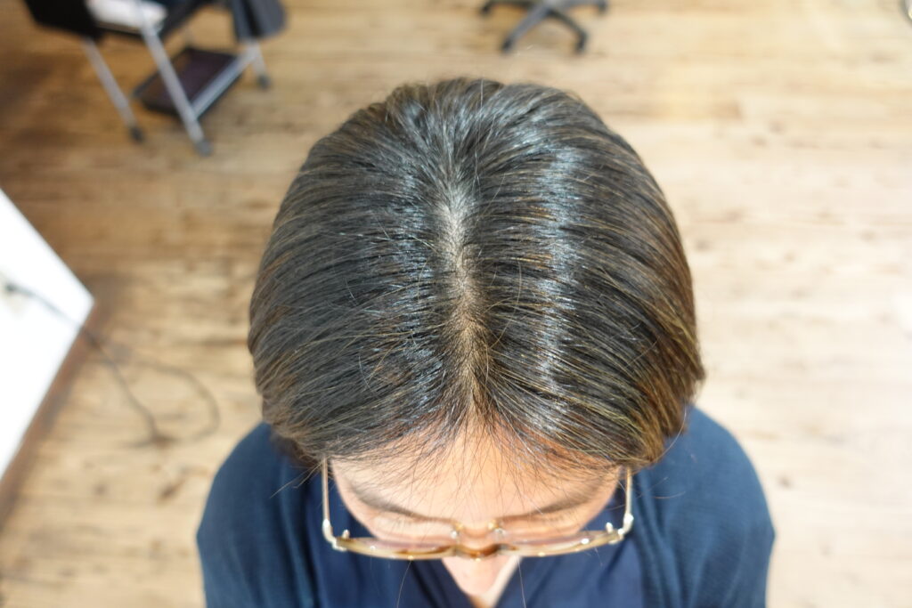 ヘナを3回して白髪が染まり髪がキレイになった状態